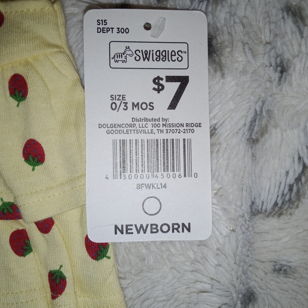 Swiggles Yellow Baby Bodysuit with Red Strawberry Print - Picture 2 of 5